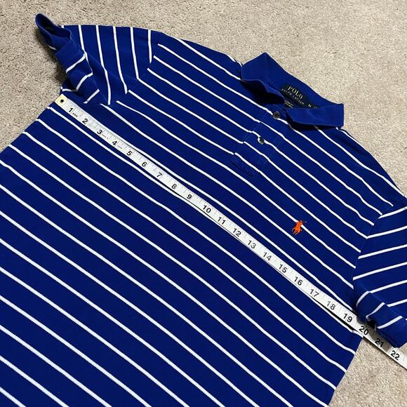 Polo Ralph Lauren Orange Pony Blue Striped Polo Shirt Medium - Picture 6 of 6